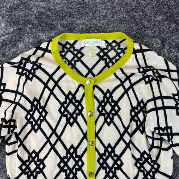 Spartina 449 100% Merino Wool Seven Oaks Cardigan Geometric Women's S *Read - Picture 2 of 15